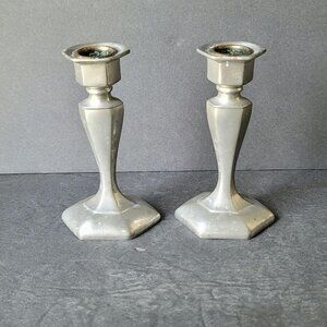 Vintage Colonial Pewter by Boardman Taper Candlestick Set of 2 Candle Holders